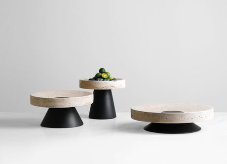 VAVINCI Araceli Elegant Round Tray - Creative Travertine & Solid Wood Ornaments from VAVINCI