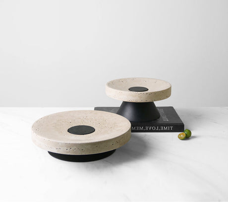 VAVINCI Araceli Elegant Round Tray - Creative Travertine & Solid Wood Ornaments from VAVINCI