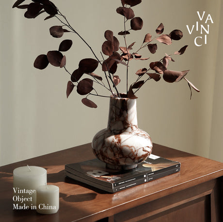 VAVINCI Calypso Luxe French Light Natural Marble Vase from VAVINCI