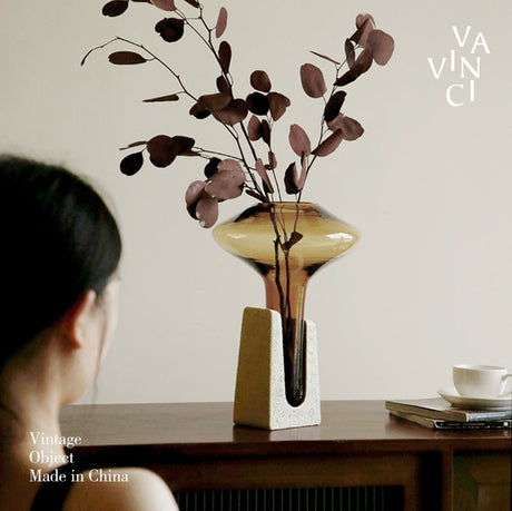 VAVINCI Candelaria Exquisite Brown Glass Vase from VAVINCI