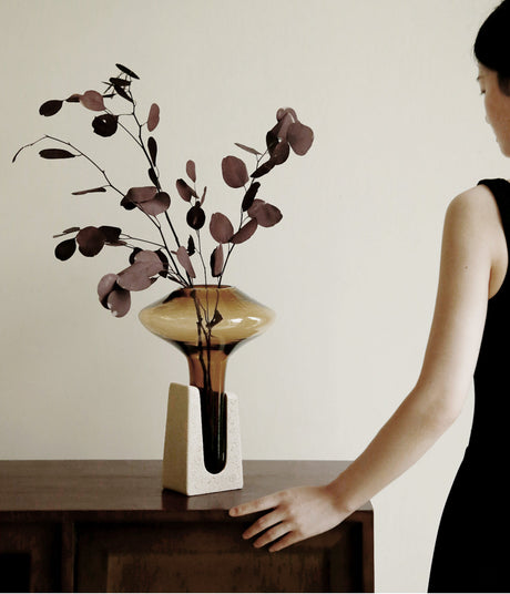 VAVINCI Candelaria Exquisite Brown Glass Vase from VAVINCI