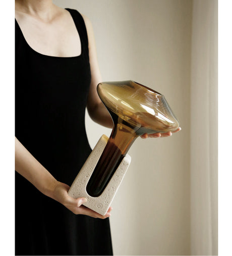 VAVINCI Candelaria Exquisite Brown Glass Vase from VAVINCI