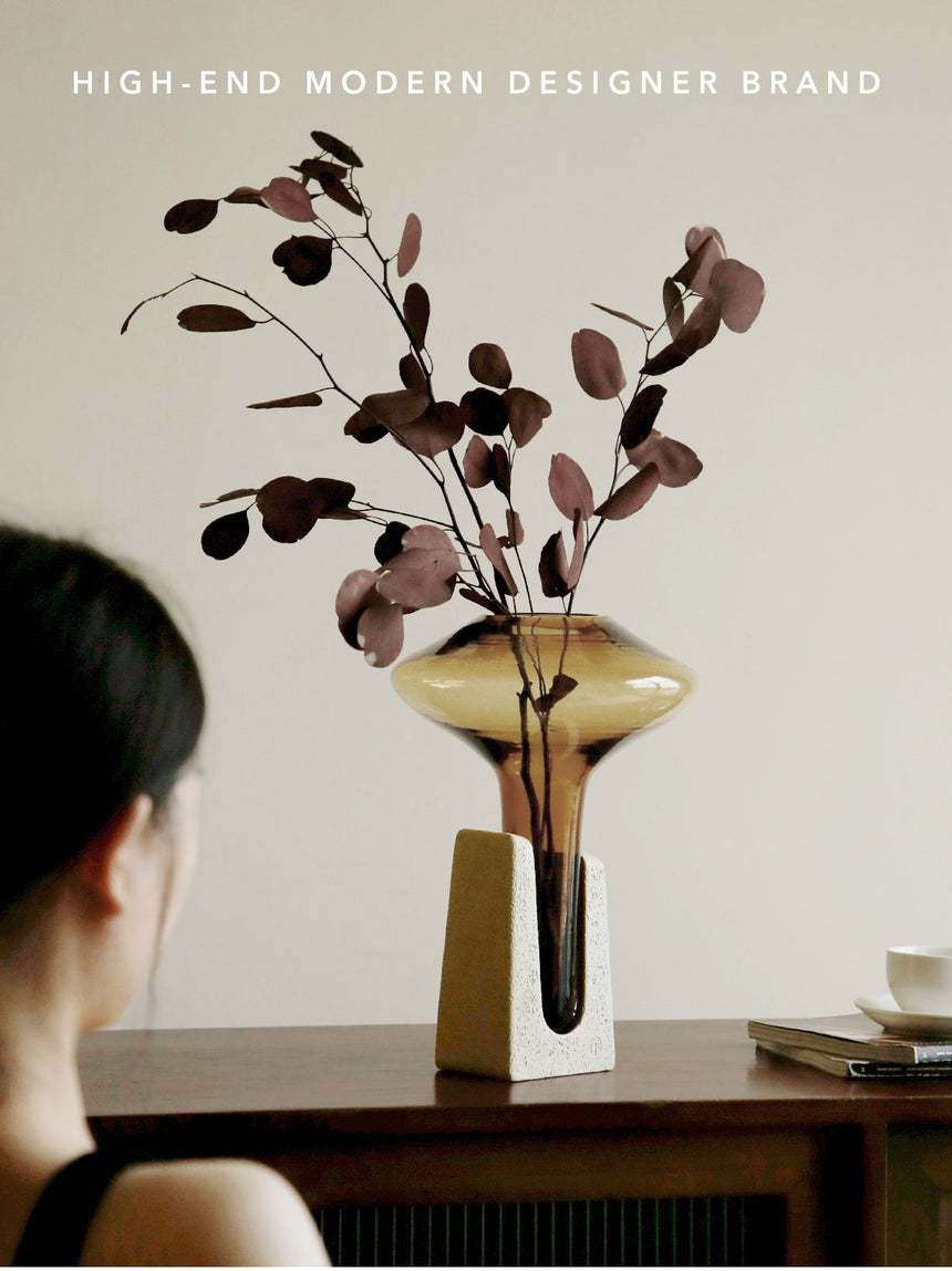 VAVINCI Candelaria Exquisite Brown Glass Vase from VAVINCI