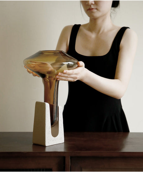 VAVINCI Candelaria Exquisite Brown Glass Vase from VAVINCI