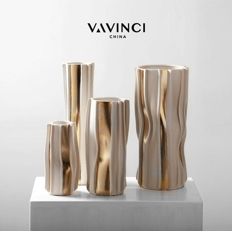 VAVINCI Isolde Striped Polkadot Handmade Ceramic Vase from VAVINCI