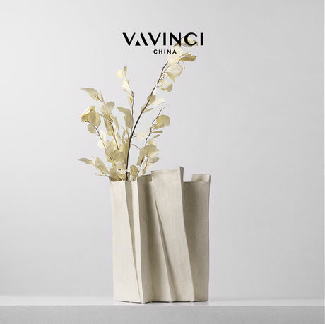 VAVINCI Juniper Minimalist White Ceramic Wabi-Sabi Vase from VAVINCI