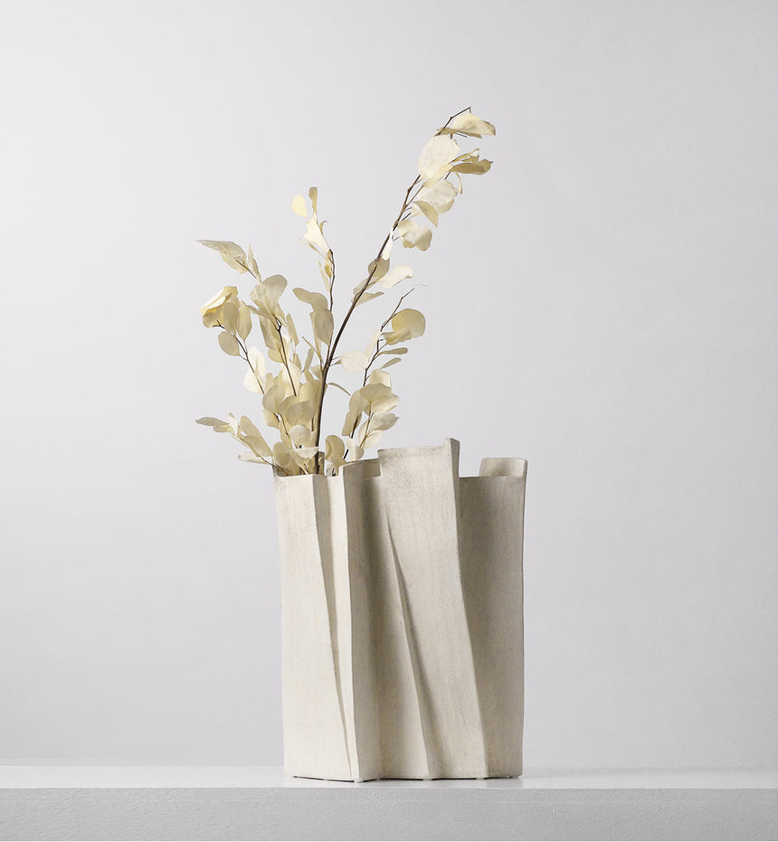 VAVINCI Juniper Minimalist White Ceramic Wabi-Sabi Vase from VAVINCI