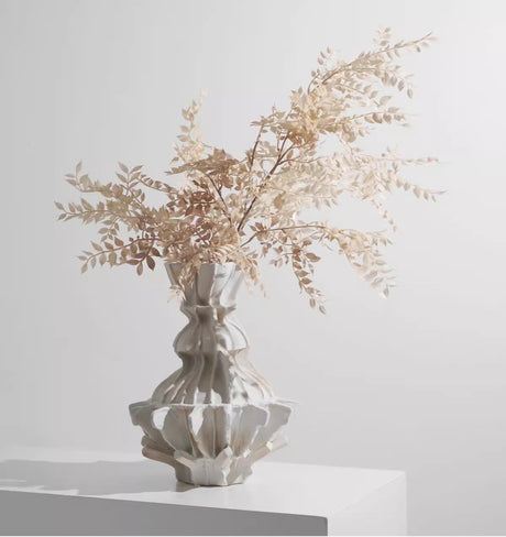 VAVINCI Keisuke Modern Simple Beige Art Grid Ceramic Flower Vase Decor from VAVINCI
