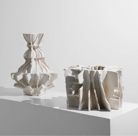 VAVINCI Keisuke Modern Simple Beige Art Grid Ceramic Flower Vase Decor from VAVINCI