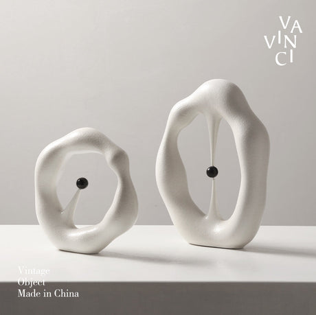 VAVINCI Lysandra Nordic Gray Abstract Geometric Ceramic Ornament from VAVINCI