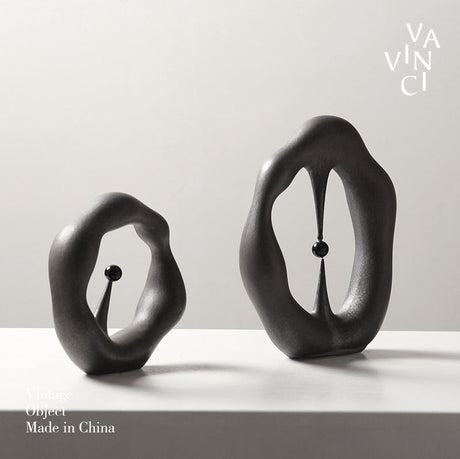 VAVINCI Lysandra Nordic Gray Abstract Geometric Ceramic Ornament from VAVINCI