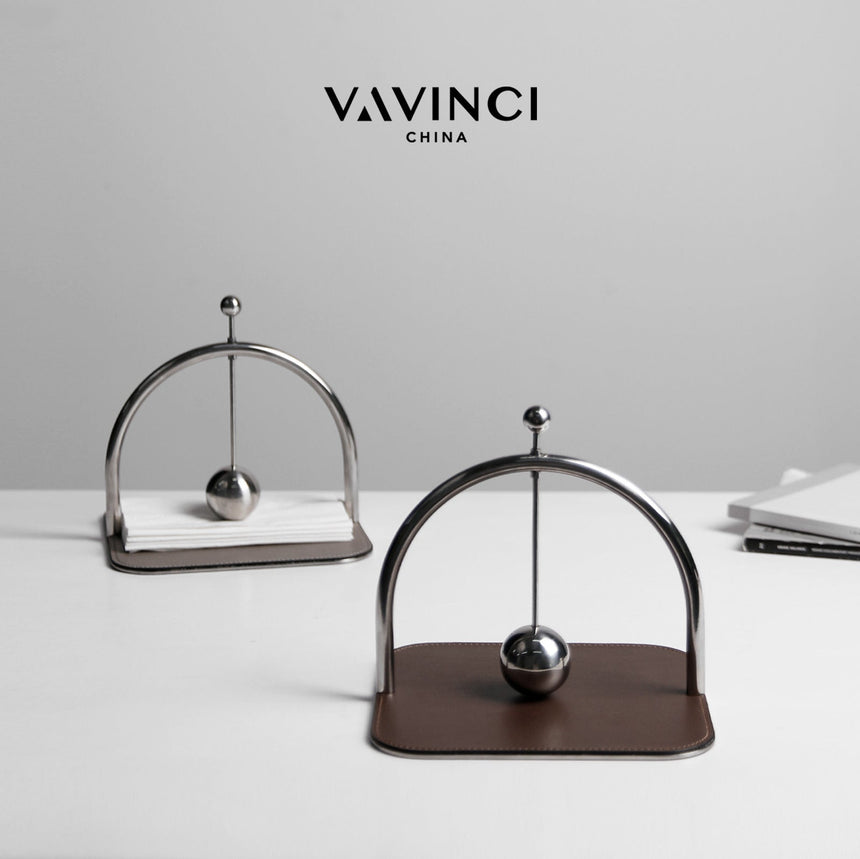 VAVINCI Paloma Modern Metal Leather Paper Towel Rack from VAVINCI
