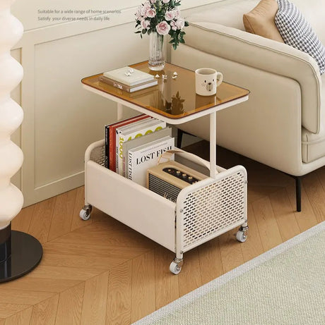 XIMIKA Cedric Sleek Minimalist Wrought Iron Coffee Table Cart from XIMIKA