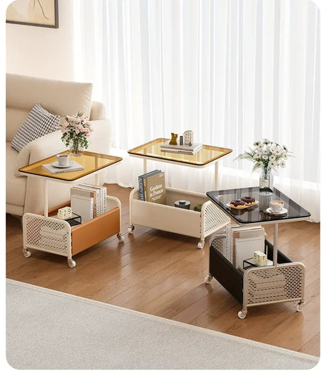 XIMIKA Cedric Sleek Minimalist Wrought Iron Coffee Table Cart from XIMIKA