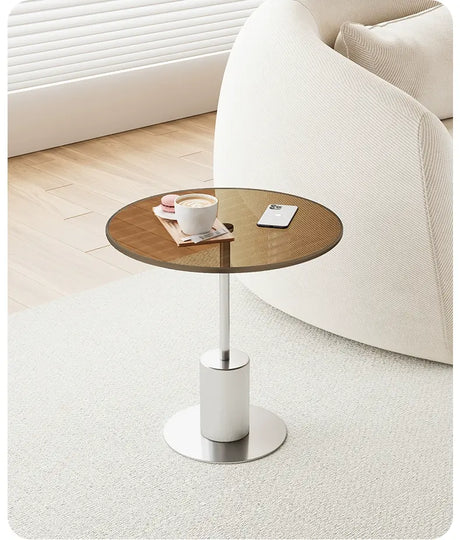 XIMIKA Lysandra Chic Glass Coffee Table Small Apartment Sofa Set from XIMIKA