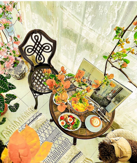 ZIYE Fujiko Elegant Wrought Iron 3-Piece Coffee Table Set from ZIYE