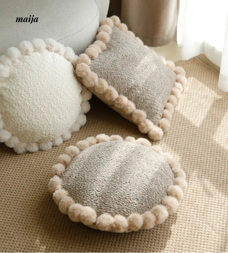 Sunflower Fur Cream Cushion from milamila