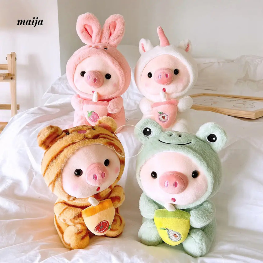 Piggie Drinking Milk Tea Plushie from maija