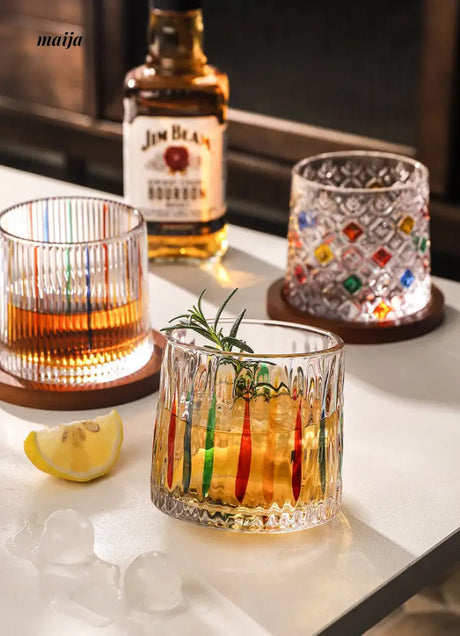 Stained Glass Rotating Whisky Tumbler from bear valley