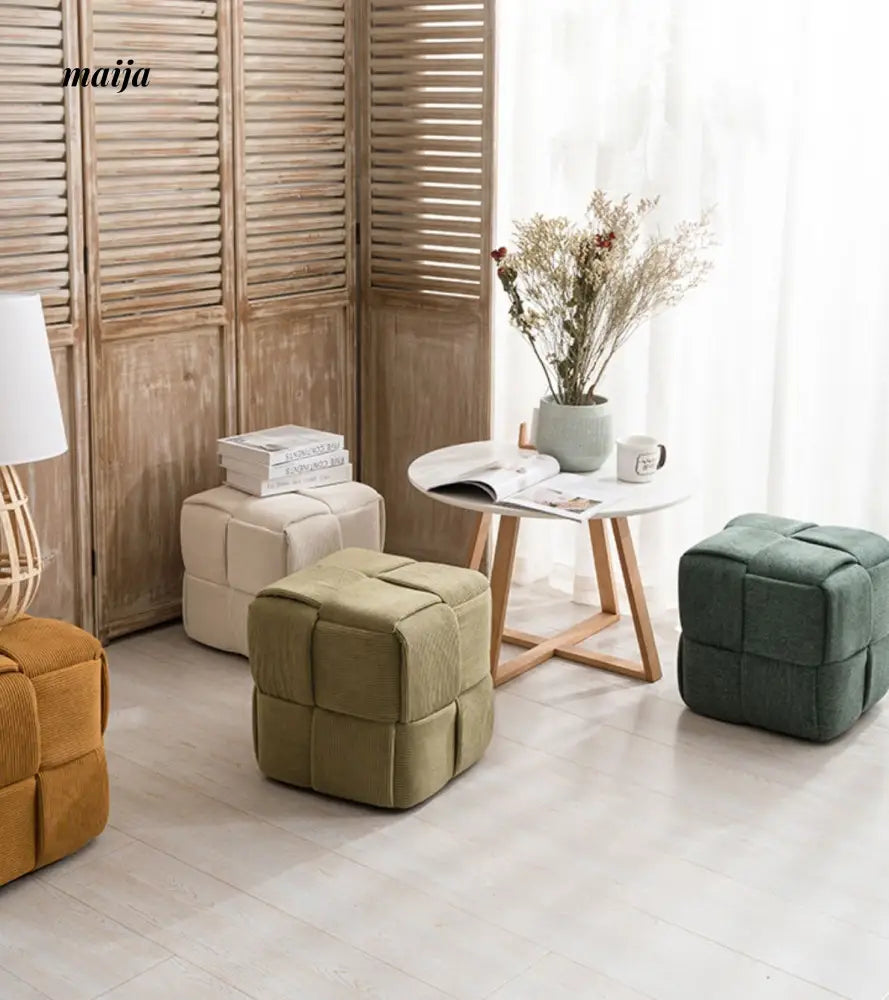 Woven Corduroy Cube Stool from maija