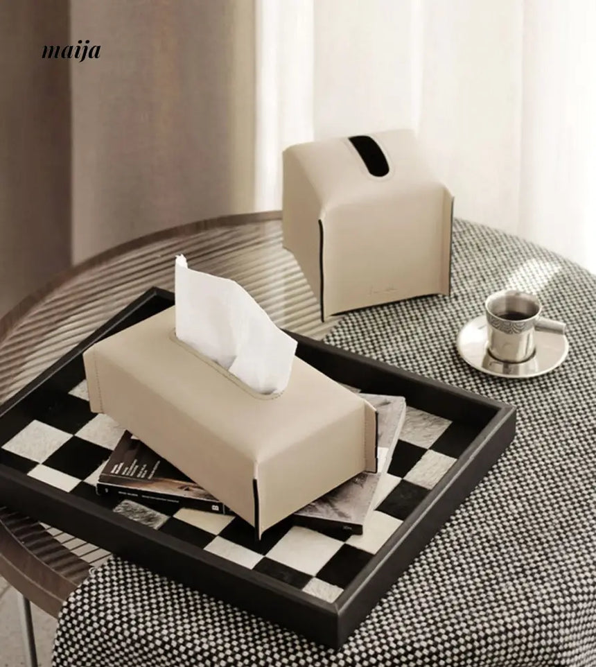 Sugar Cube Leather Tissue Box from maija