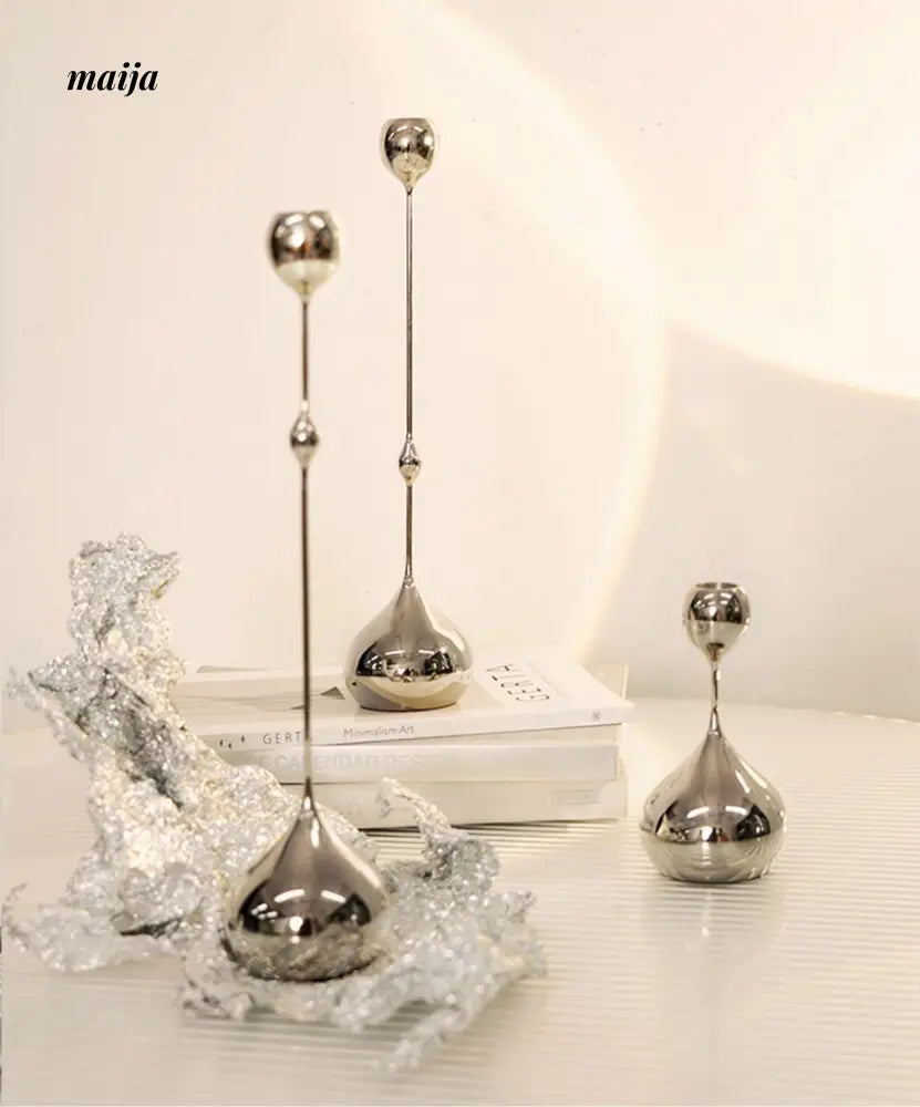 Teardrop Stainless Steel Candle Holder Set from maija