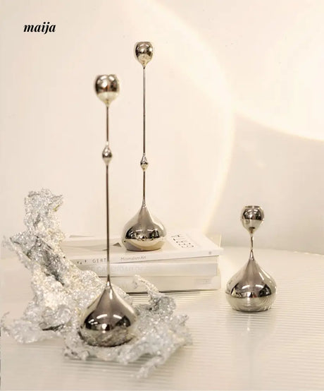 Teardrop Stainless Steel Candle Holder Set from maija