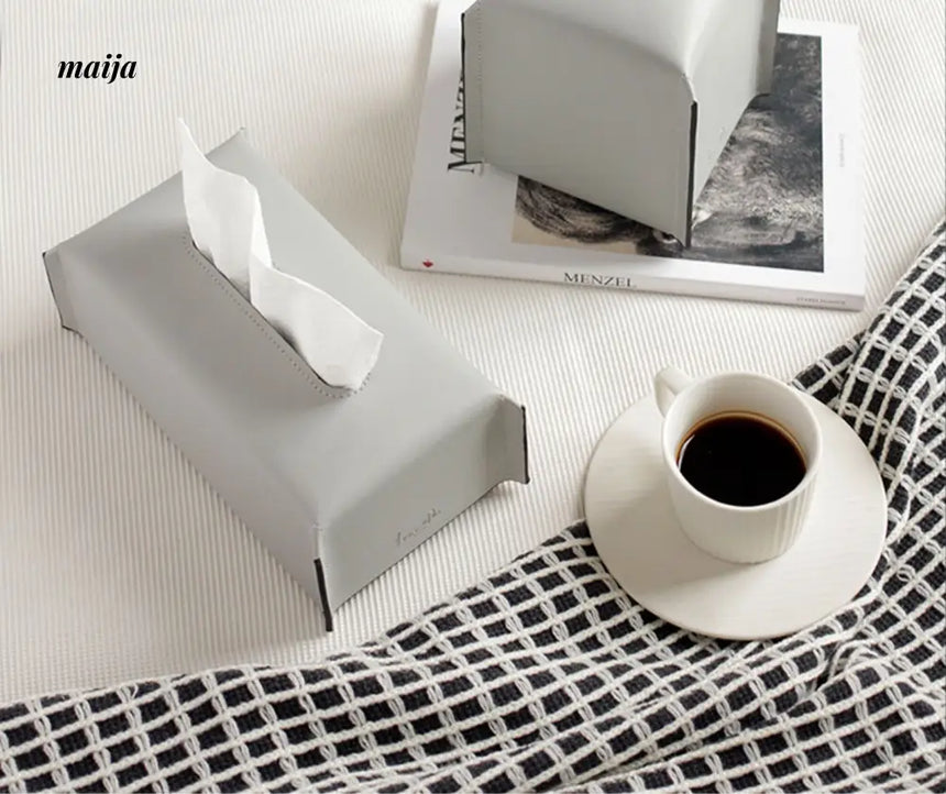 Sugar Cube Leather Tissue Box from maija