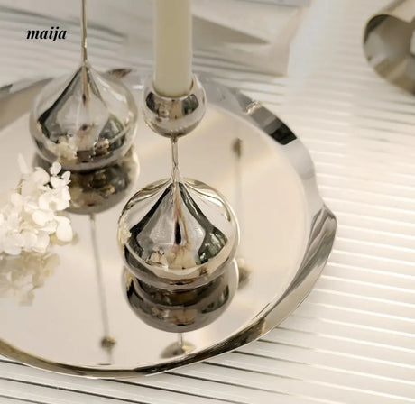 Teardrop Stainless Steel Candle Holder Set from maija