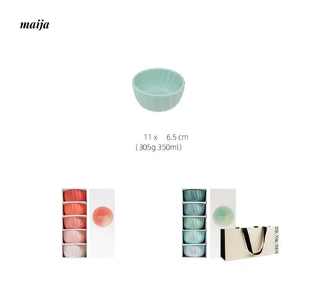 Aquarius Ceramic Rice Bowl Set from KROKORI