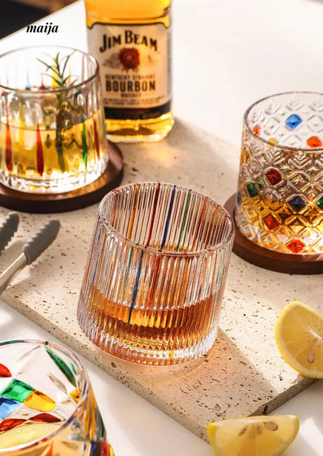 Stained Glass Rotating Whisky Tumbler from bear valley