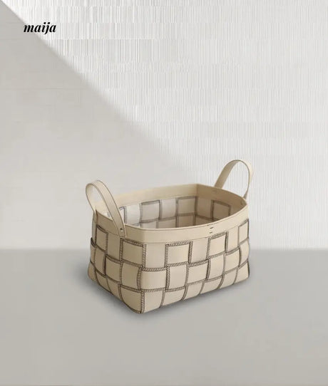 Brownie Woven Leather Storage Basket from LAMOME DECO