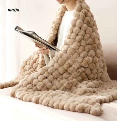 Rabbit Snowball Fluffy Velvet Throw from milamila