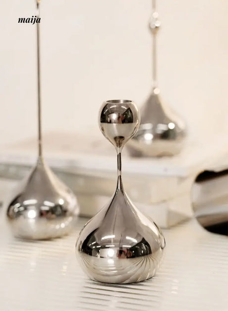 Teardrop Stainless Steel Candle Holder Set from maija