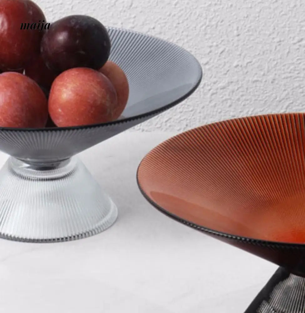 Emerald Ribbed Glass Fruit Bowl from maija