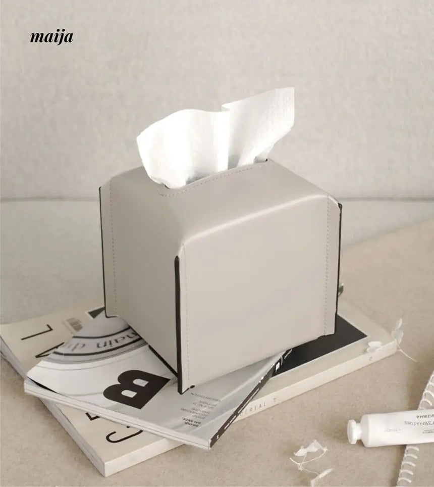Sugar Cube Leather Tissue Box from maija