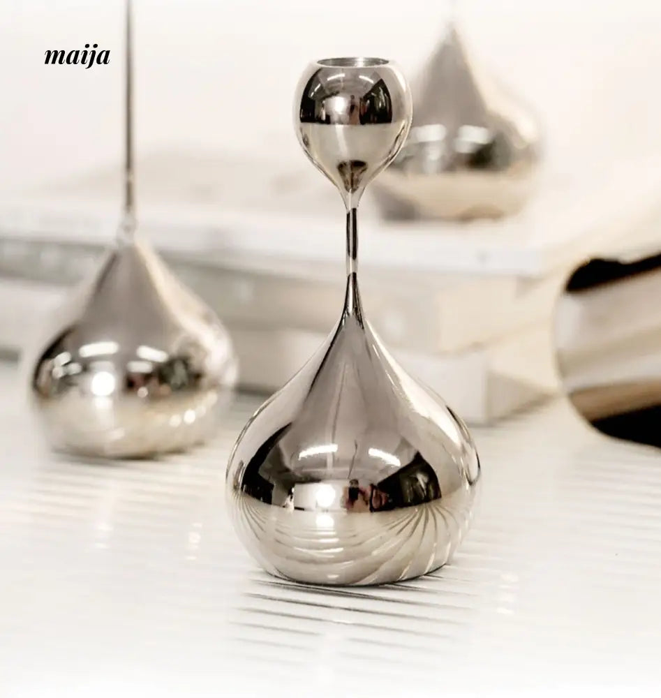 Teardrop Stainless Steel Candle Holder Set from maija