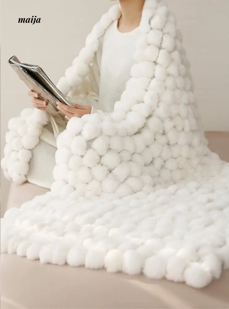 Rabbit Snowball Fluffy Velvet Throw from milamila