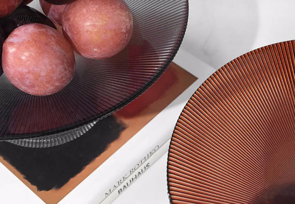 Emerald Ribbed Glass Fruit Bowl from maija