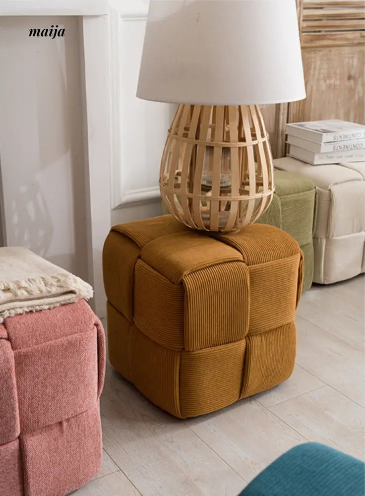 Woven Corduroy Cube Stool from maija