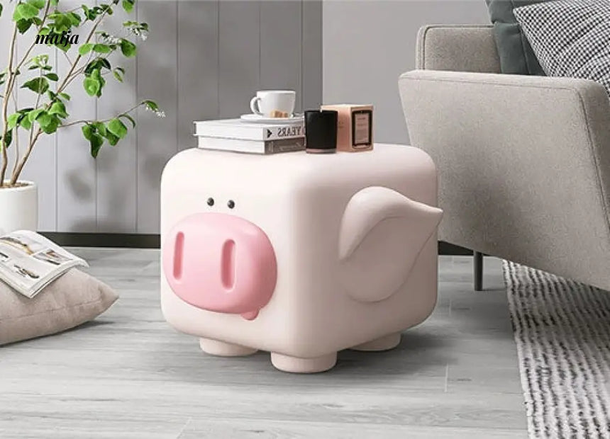 Cube Pastel Pink Piggy Side Table from maija
