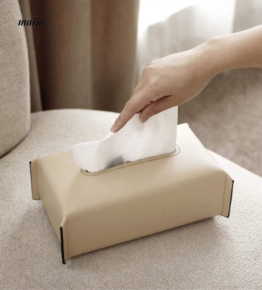 Sugar Cube Leather Tissue Box from maija