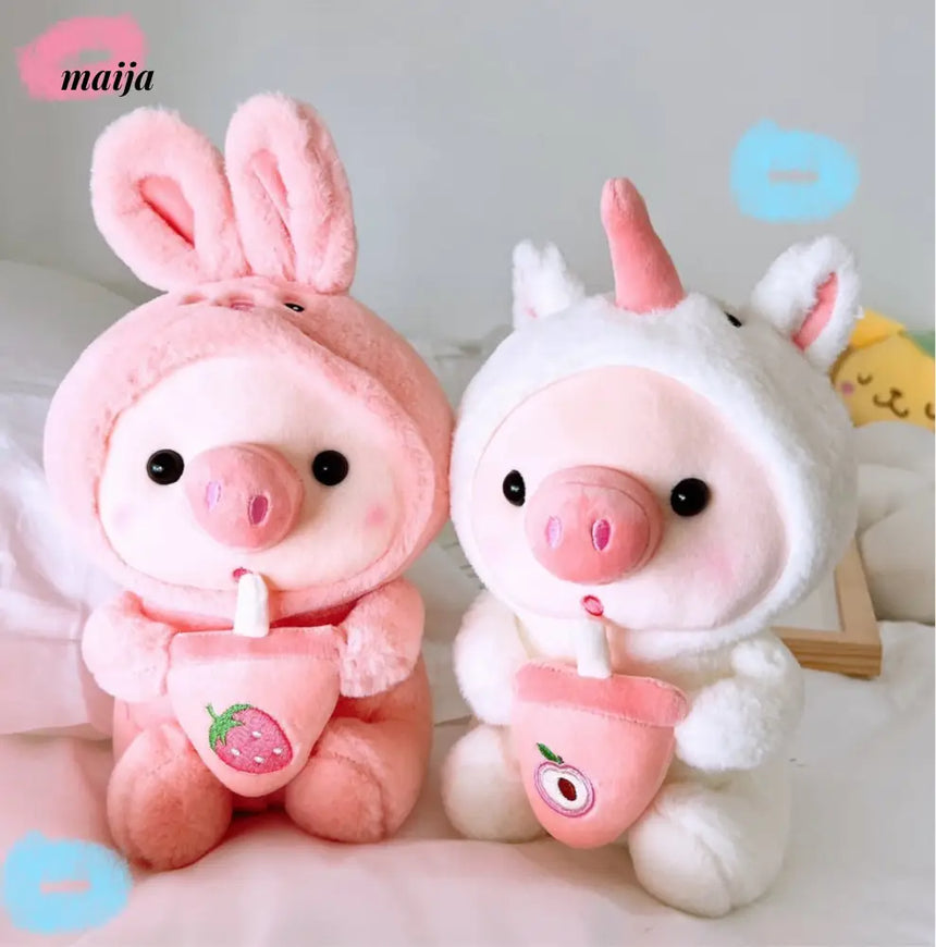 Piggie Drinking Milk Tea Plushie from maija
