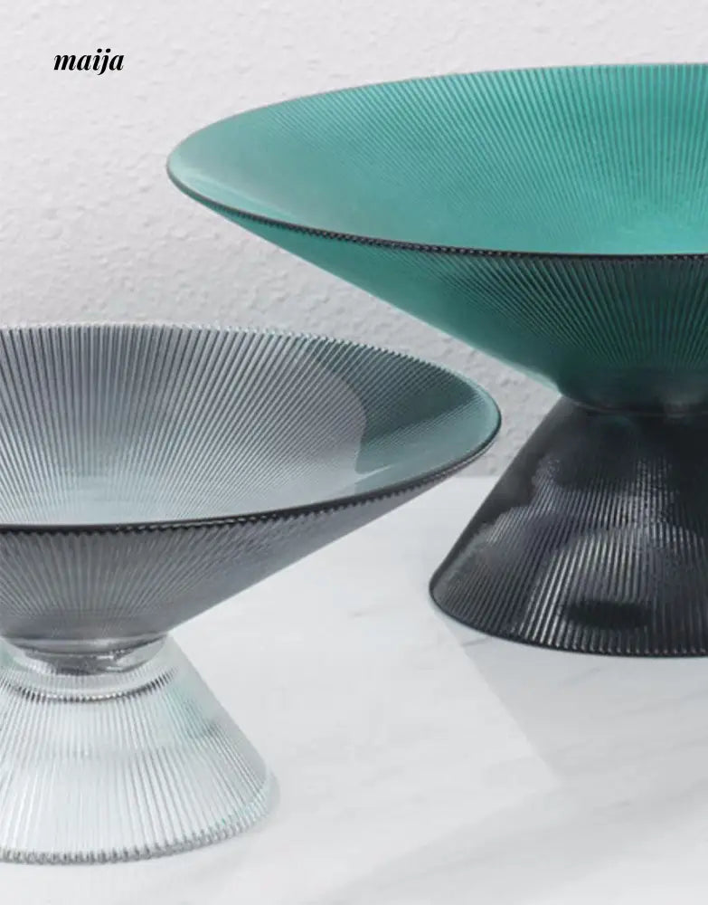 Emerald Ribbed Glass Fruit Bowl from maija