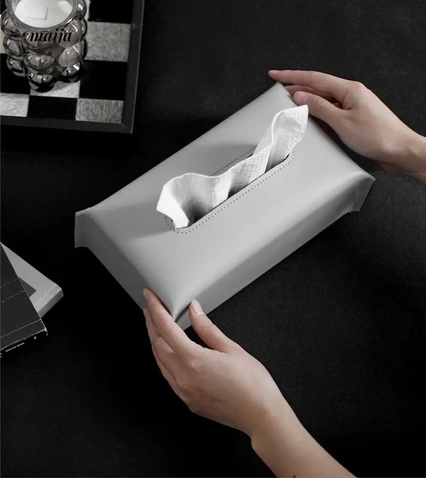 Sugar Cube Leather Tissue Box from maija