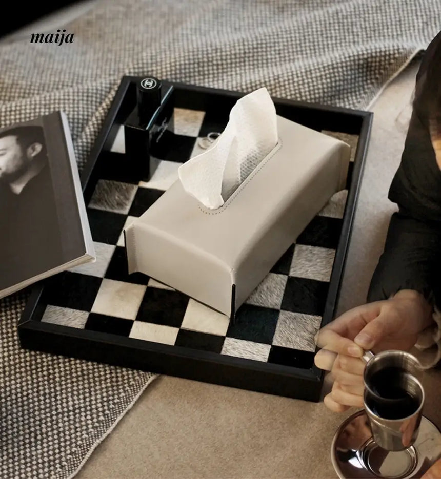 Sugar Cube Leather Tissue Box from maija