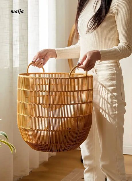 Woven Rattan Laundry Basket from maija