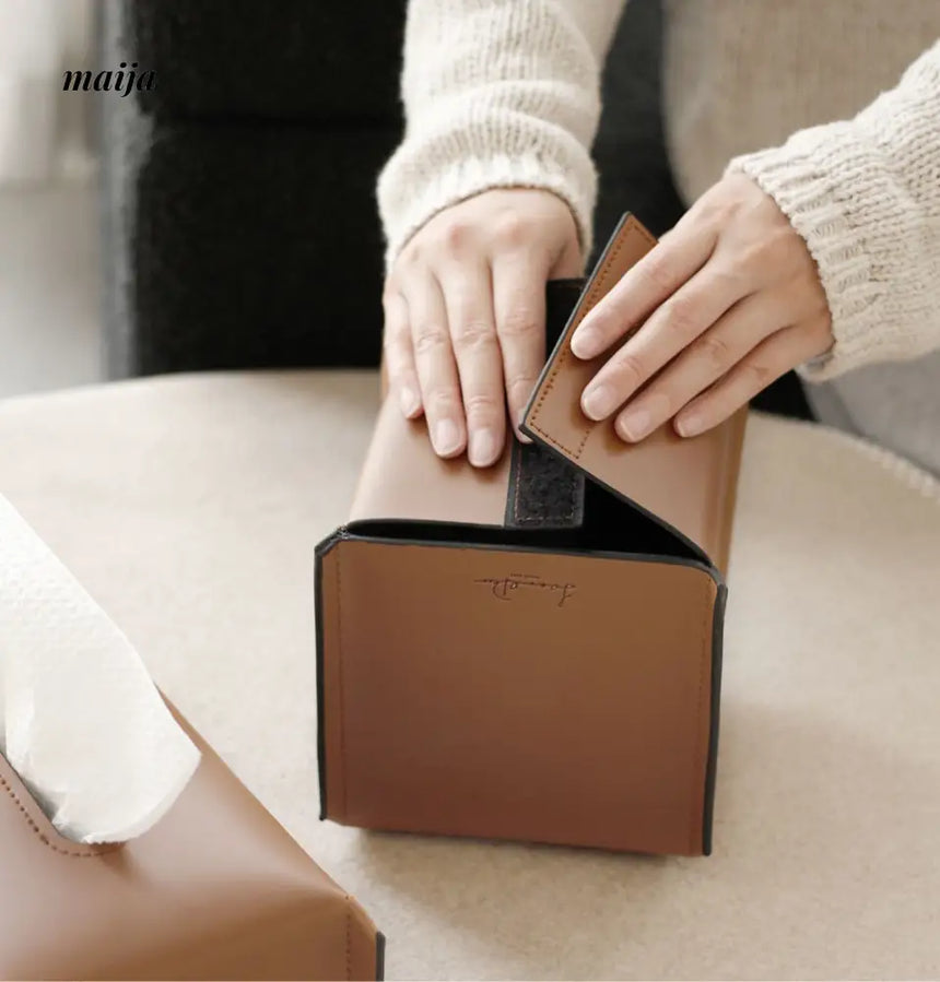 Sugar Cube Leather Tissue Box from maija