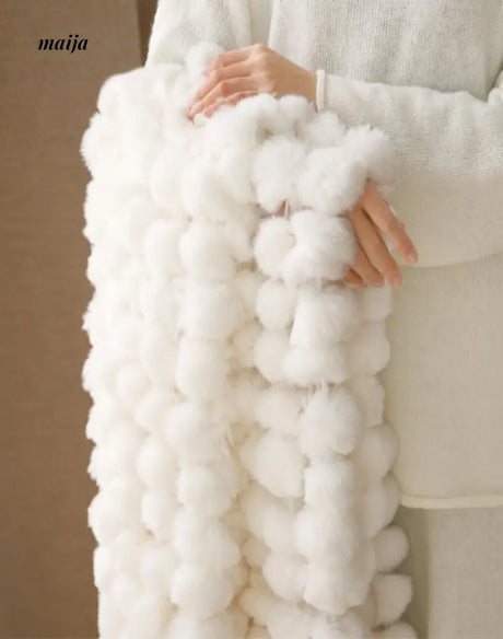 Rabbit Snowball Fluffy Velvet Throw from milamila