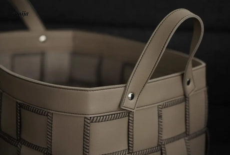 Brownie Woven Leather Storage Basket from LAMOME DECO